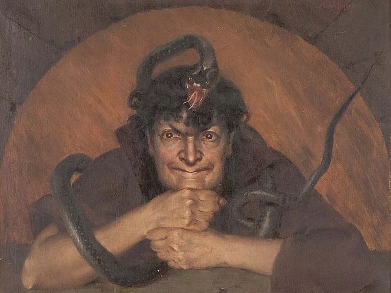 1849-Anna Jaeger - Figura femminile con vipera nera